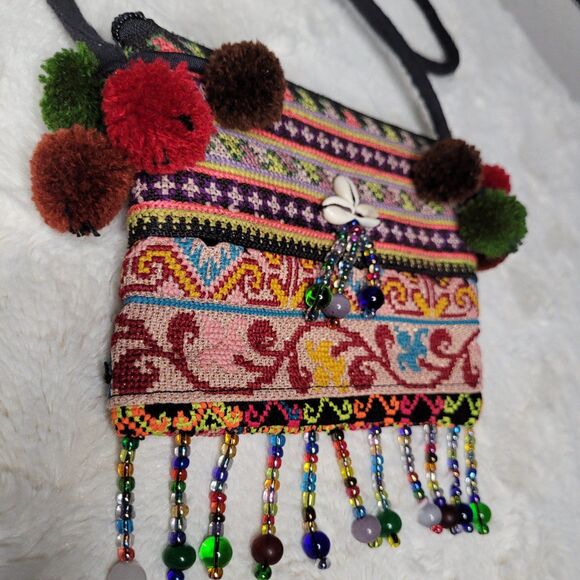 Unbranded Mini Beaded Shoulder Bag Boho Crossbody Purse Tassel - Picture 4 of 9